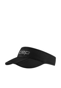 Black visor with a curved brim and textured fabric. Features a wide, flat band with the "cep" logo in light gray. Adjustable fit.