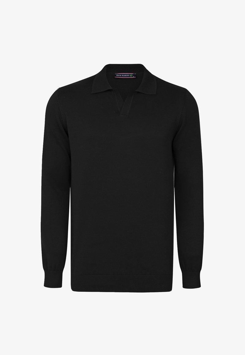 Must have pikkade varrukatega polo-särk, mis on valmistatud pehmest kudumisest, klassikalise kraega, osalise nööbirea ja ribakujuliste mansettide ning äärtega.