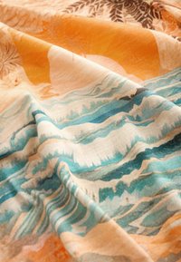 Next V-NECK BUBBLE HEM - REGULAR FIT - T-Shirt print - orange scenic print