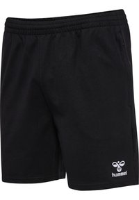 Svarta sportshorts i mjukt tyg, med elastisk midja och sidofickor. Inkluderar en vit logotyp längst ner till vänster.