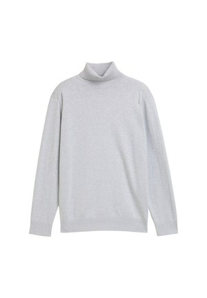 Svijetložuti turtleneck pulover izrađen od meke pletene tkanine, s dugim rukavima i rebrastim detaljima na ovratniku i rubu.