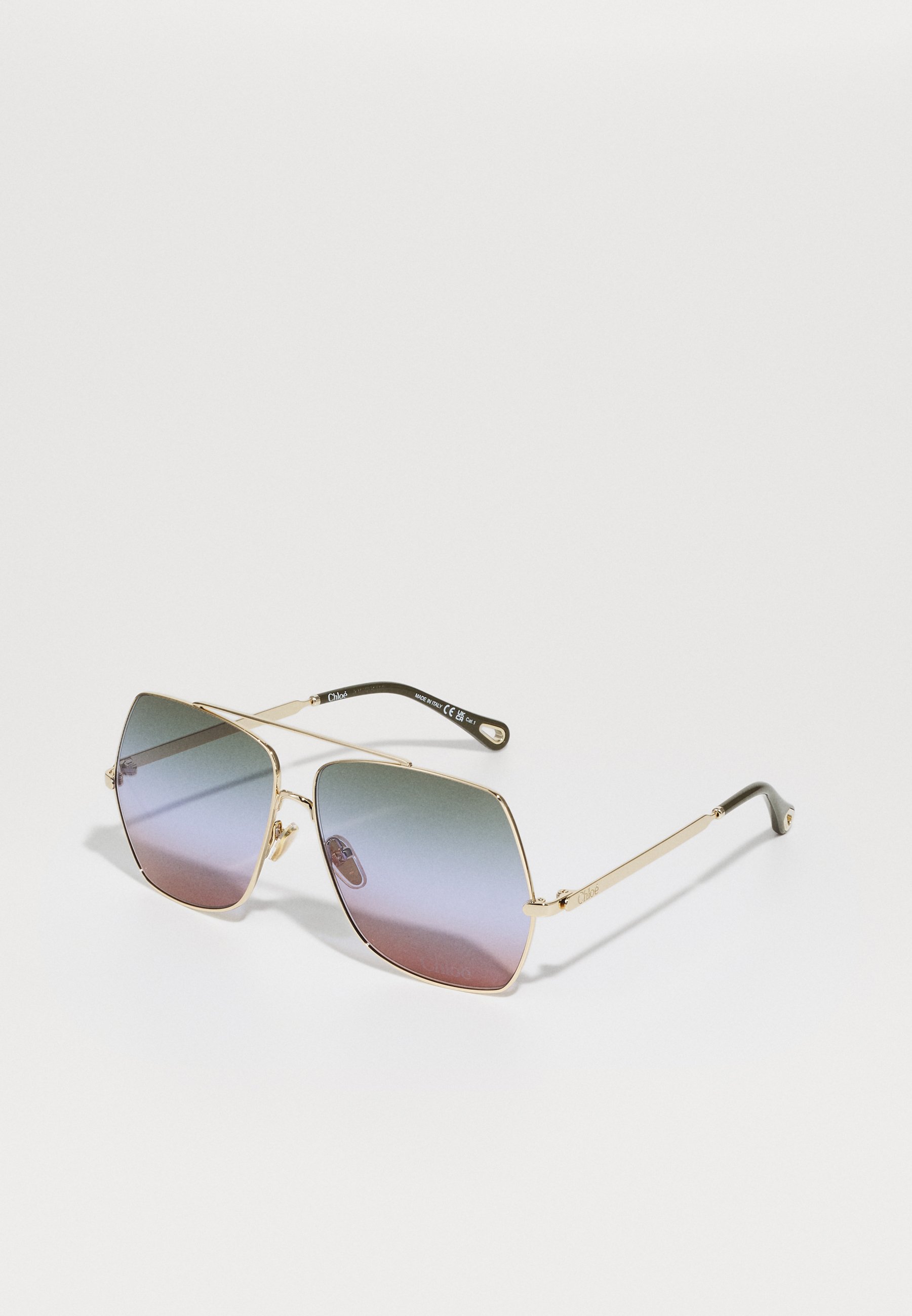 Chloe amazing details oversize Gold Frame Sunglasses with Green Gradient Lenses CH0300S main image 4