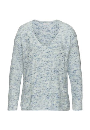 V-AUSSCHNITT - Strickpullover - blau creme
