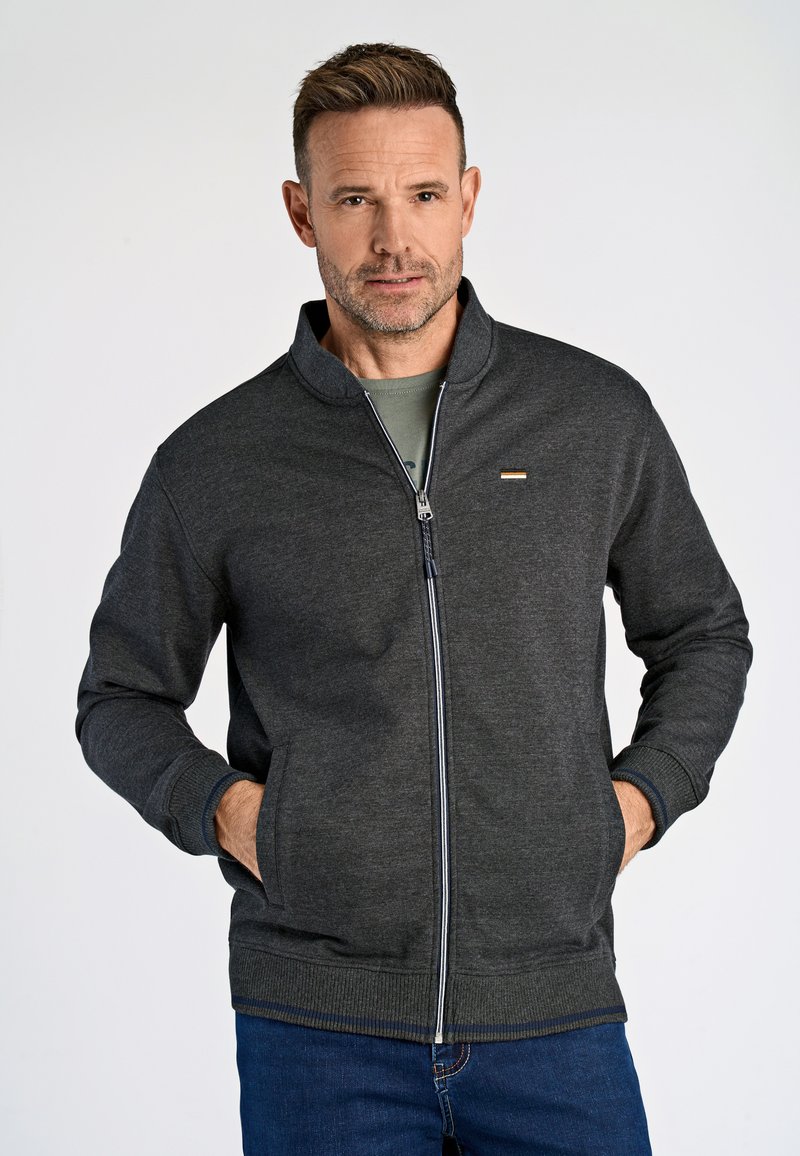 Jack's Sportswear BASEBALL COLLAR - Felpa con zip - dk grey mel