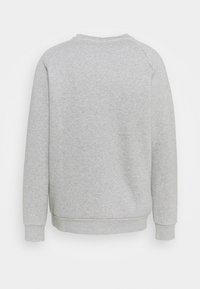 Ljusgrå långärmad sweatshirt med ribbade manschetter och nederkant, visad från baksidan mot en vit bakgrund.