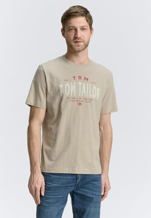 TOM TAILOR SLUB  - T-shirt con stampa - cashew beige