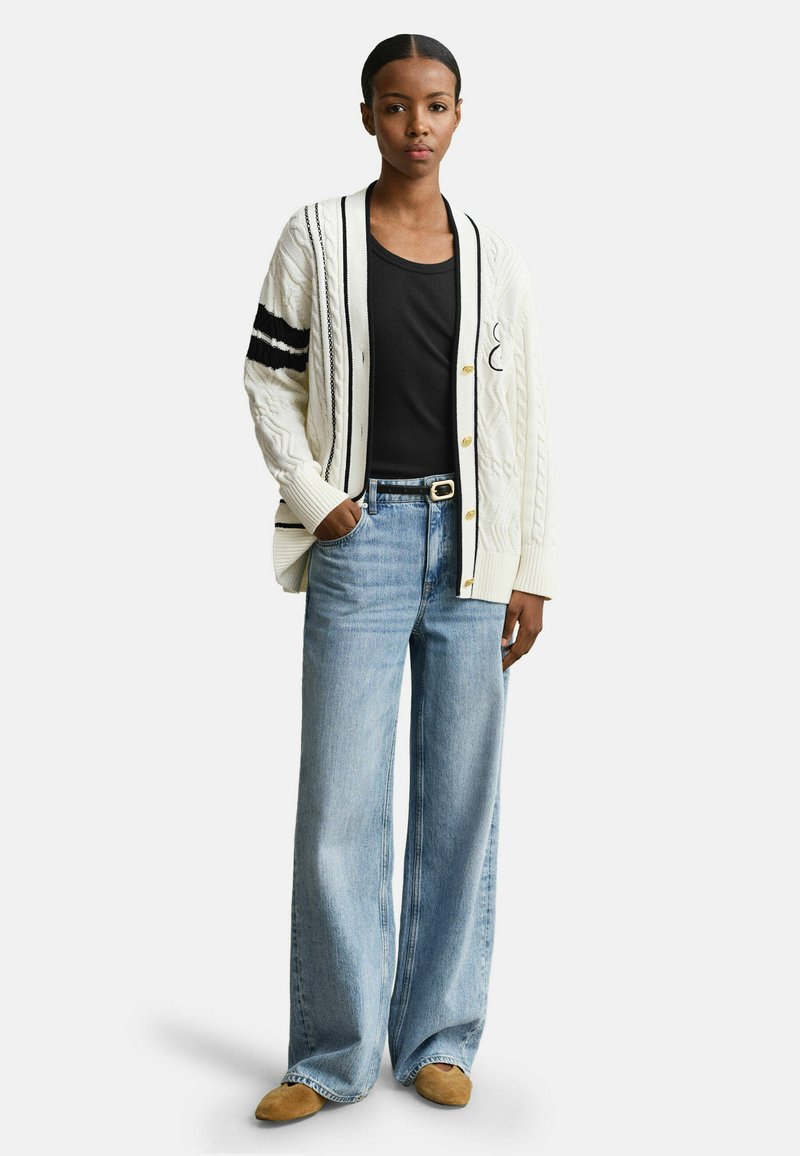 GANT VARSITY CABLE - Kardigan - eggshell