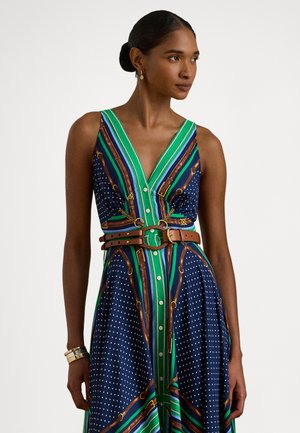 BELTING & POLKA-DOT GEORGETTE DRESS - Kokteilikleit/peokleit - blue multi