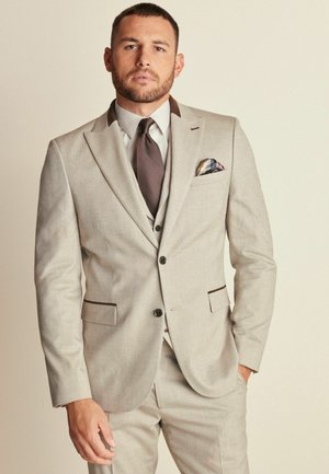 TRIMMED HERRINGBONE - REGULAR FIT - Suit jacket - neutral