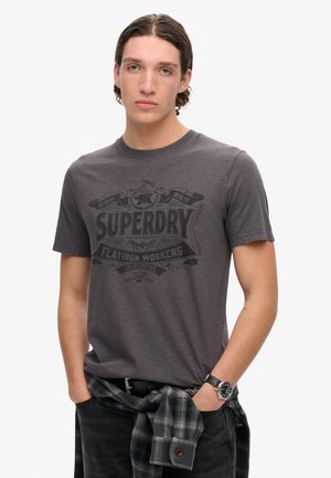 Superdry & Co WORKWEAR SCRIPT GRAPHIC  - T-shirts print - dark slate grey slub