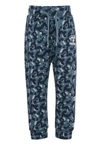 Hummell munkjacka i blått, med grafiskt mönster, elastisk midja med dragsko och ribbade anklar.