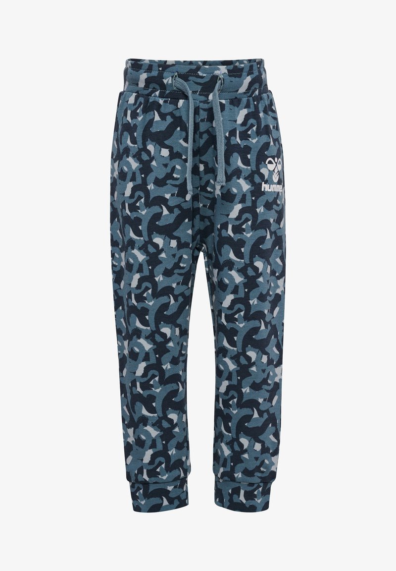 Hummell munkjacka i blått, med grafiskt mönster, elastisk midja med dragsko och ribbade anklar.