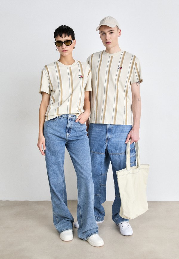 VERTICAL STRIPE TEE UNISEX - Print T-shirt - newsprint multi2