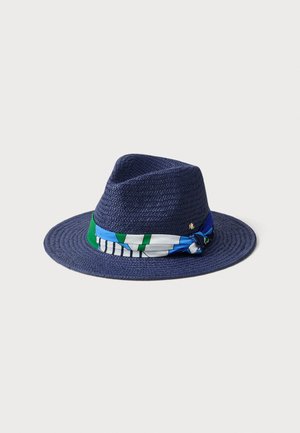 PAISLEY-SCARF-TRIM STRAW FEDORA - Müts - navy