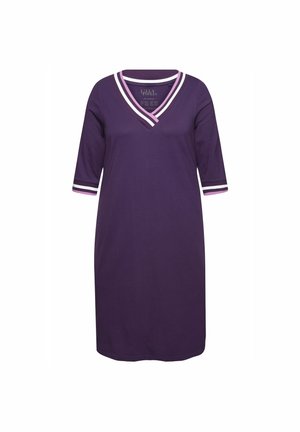 Ulla Popken SPORTY STRIPE TRIM V-NECK  - Nachtjapon - aubergine