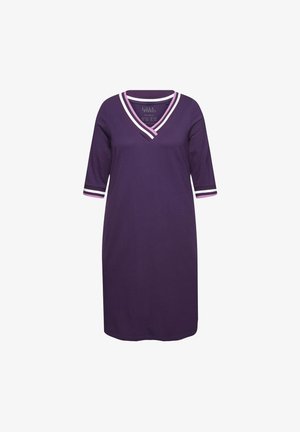 Ulla Popken SPORTY STRIPE TRIM V-NECK - Nightie - aubergine