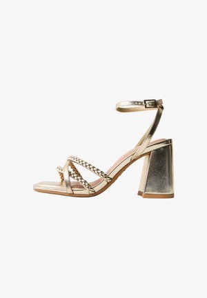 New Look Wide Fit WIDE FIT BLOCK HEEL SANDALS - Sandalias de tacón - gold-coloured