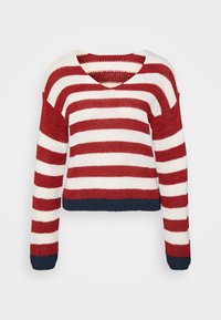 ONLGEENA REVERSE V NECK - Maglione - karanda red/cloud dancer/total eclipse