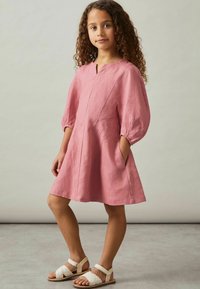 Reiss REISS ROMY LINEN BALLOON-SLEEVE DRESS - Rochie de zi - pink