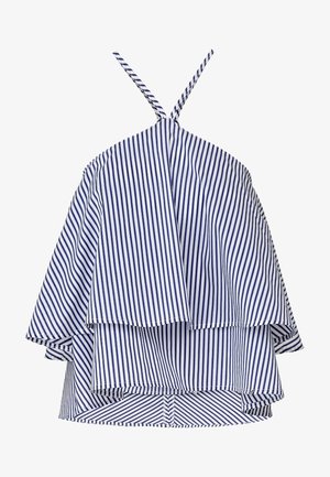 Haut rayé avec un design en superposition dans un schéma de couleurs marine et blanc. Bretelles réglables et coupe ample pour plus de confort et de style.