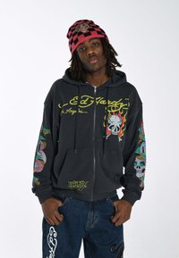 Ed Hardy - BURNING SKULL - Hoodie - black Miniatuurafbeelding 1