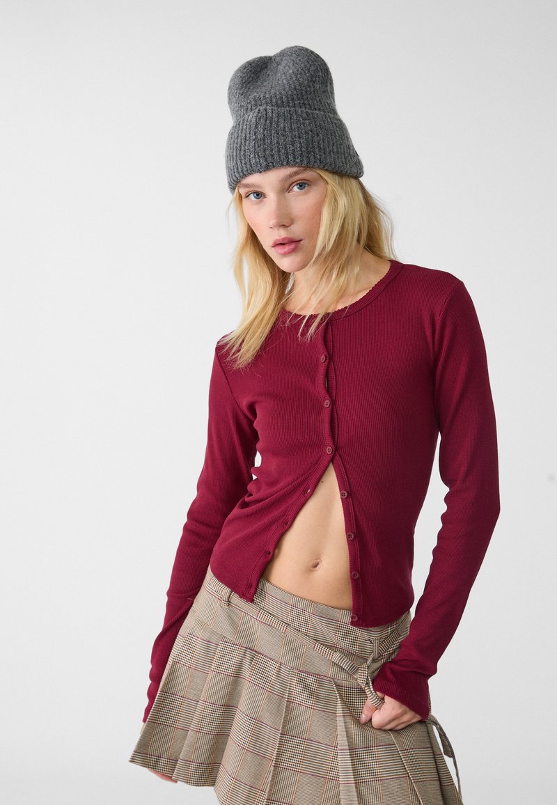 Stradivarius LONG SLEEVE - Cardigan - bordeaux