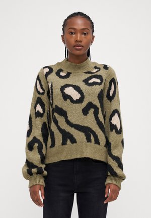 ONLCECE HIGHNECK  - Strikkegenser - aloe/pumice stone/black