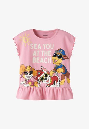 Name it, NMFMINA PAW SS NREG TOP CPLG - T-shirt print - pink drink