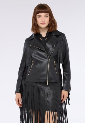 BIKER CON MAXI FRANGE - Giacca in similpelle - nero