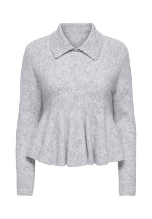 ONLY, ONLSOFIA LS POLO COLLAR PEPLUM EX KNT - Strickpullover - light grey melange