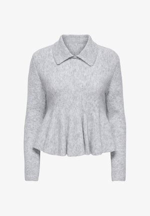 ONLY, ONLSOFIA LS POLO COLLAR PEPLUM EX KNT - Pullover - light grey melange