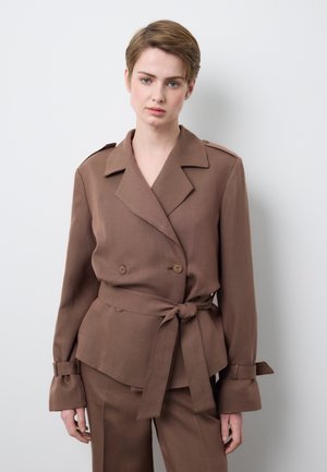 REGULAR FIT WITH BELT - Blazer - dark brown