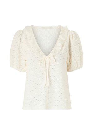 Ellos Collection, OBERTEIL MIT EINEM LOCH-MUSTER. - Bluse - white