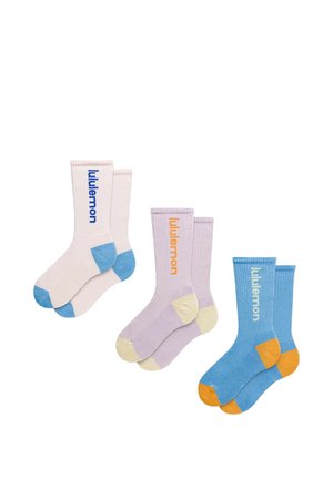 lululemon UNISEX DAILY ESSENTIAL CREW SOCKS WORDMARK 3 PACK  MEN'S SOCKS - Sportsocken - lilac play pink pearl ocean wave