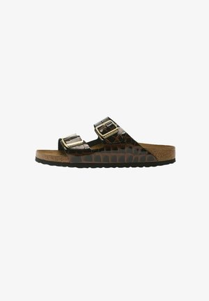 Birkenstock, CIABATTA DONNA ARIZONA EMBOSS ANIMAL BLACK - Muiltjes - nero e marrone