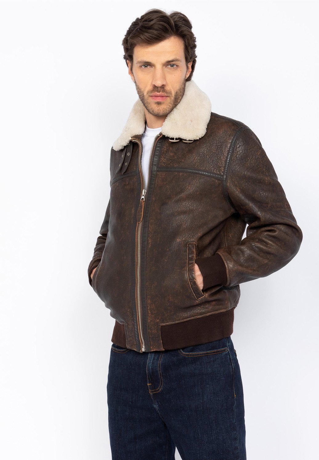 Giubbotto Invernale Giubbotto Pelle Tipo Aviatore Giubbotto