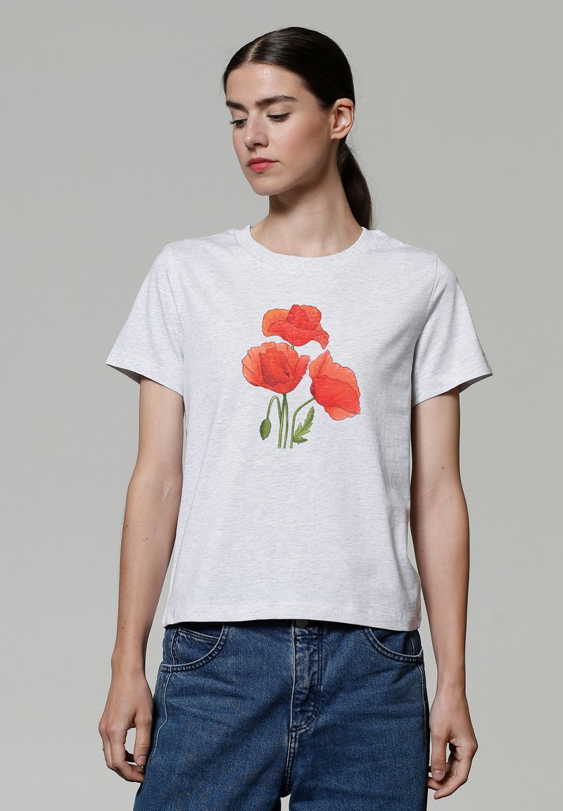 watapparel POPPY FLOWERS - T-shirt print - cool heather grey