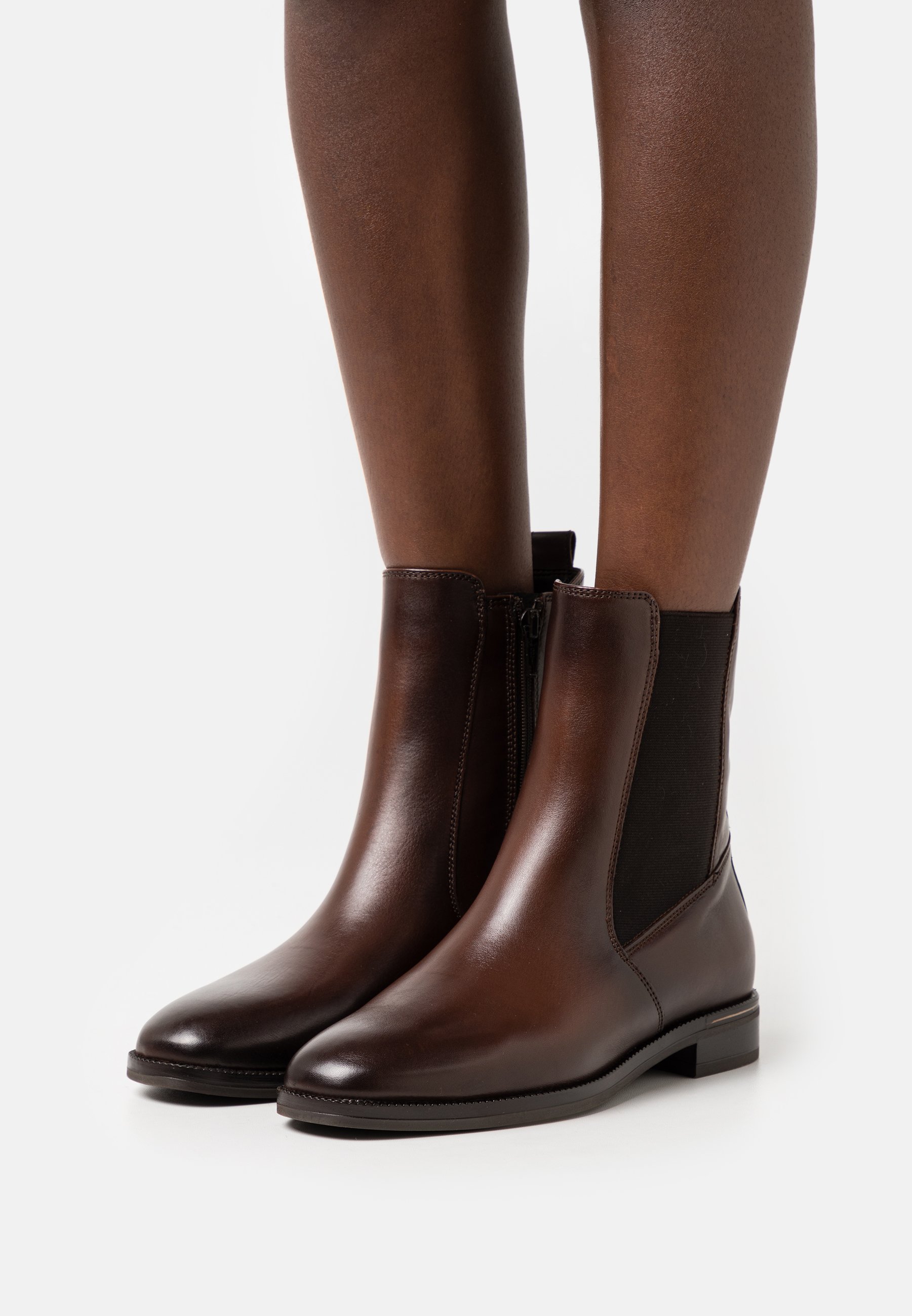 tamaris leder stiefelette braun