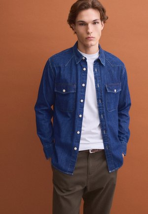 PIOMBO, SHIRT WITH BUTTONS AND CLASSIC COLLAR, REGULAR FIT - Shirt - dark blue