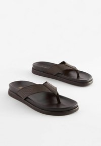 Next EMBOSSED LEATHER TOE POST SANDALS - Zehentrenner - brown