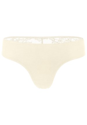 Baumwollmischung-Tanga in hellem Creme mit einer Spitzenborte am Bund, mit einer glatten Textur und nahtlosem Design für höchsten Komfort.