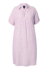 Ulla Popken COASTAL STRIPED SHORT SLEEVE COLLARED - Jurk - cool pink