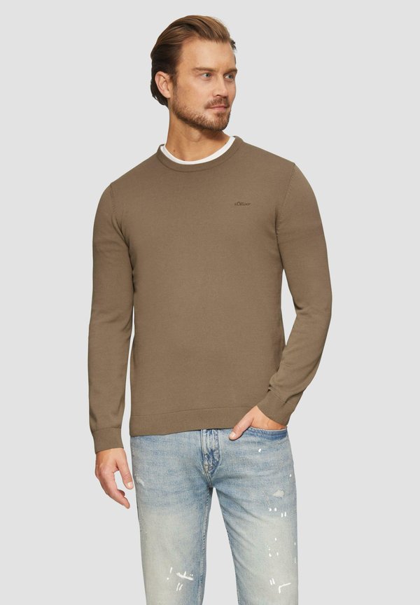 MIT LOGO-STICKEREI - Strickpullover - sandstein