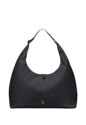 Schwarze weiche Stoff-Hobo-Tasche mit kurzem einzelnen Träger und Reißverschluss, mit kleinem "GOT BAG"-Logo nahe der unteren Mitte.