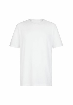 Witte katoenen T-shirt met ronde hals, korte mouwen, een relaxte pasvorm en een soepele, lichte textuur. Bevat minimale branding aan de binnenkant.