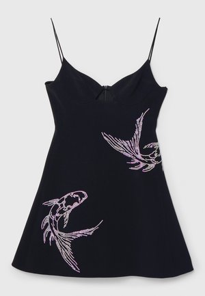 CRYSTAL DETAIL STRAP CAMI MINI DRESS - Cocktailklänning - black/iridescent