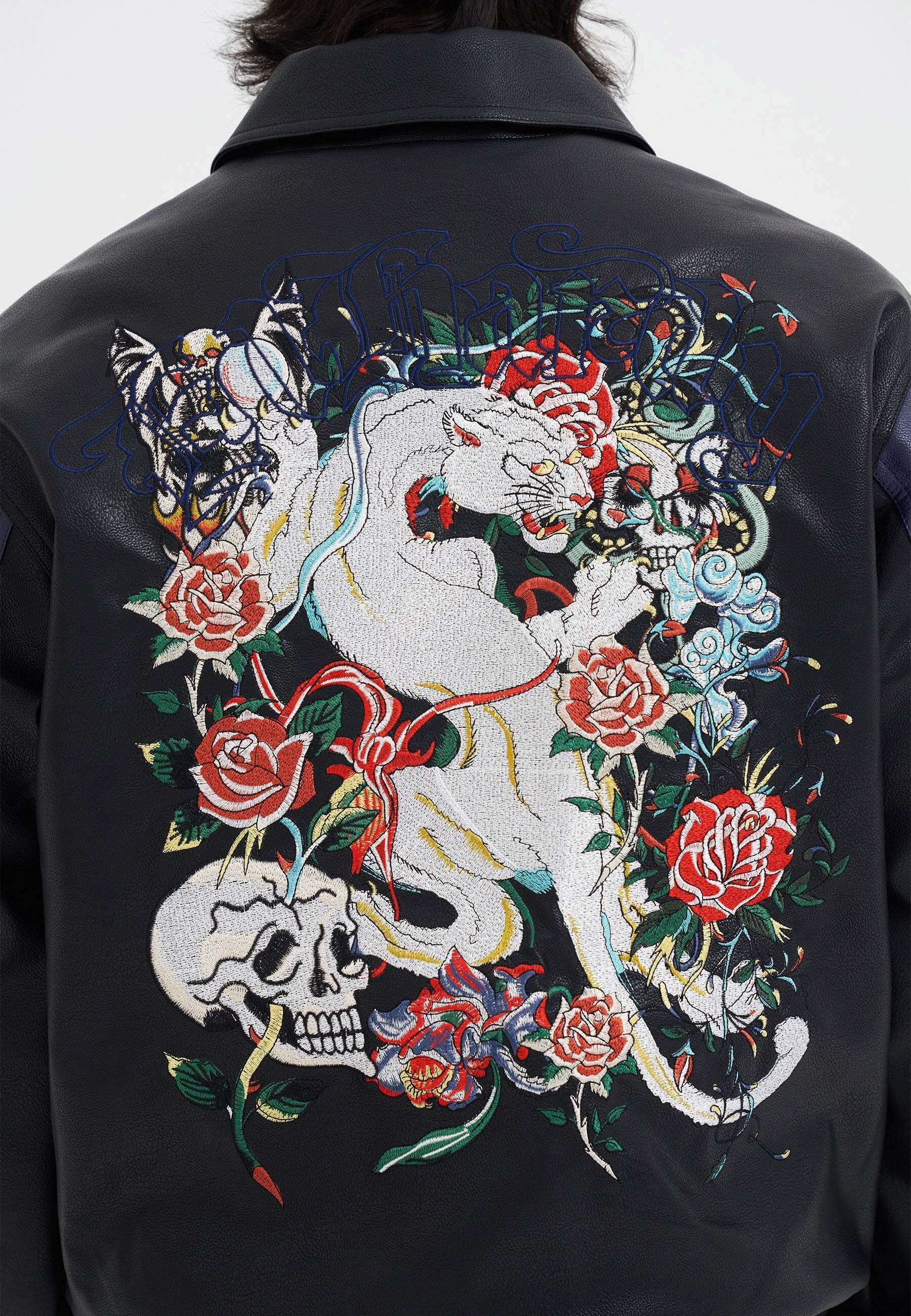 Ed Hardy DEAD OR ALIVE - Faux leather jacket - black blue/black