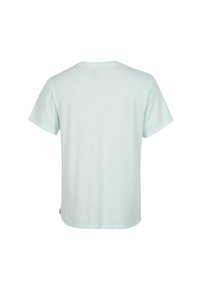 Lys mintgrøn kortærmet t-shirt lavet af blødt stof, med en klassisk rund halsudskæring og en lige kant.