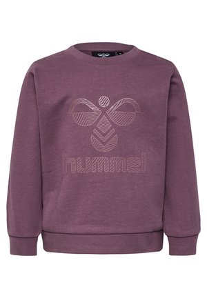 Fioletowa bluza z okrągłym dekoltem i ściągaczami. Posiada teksturowane logo oraz wzór z przodu, wykonana z miękkiego, oddychającego materiału.