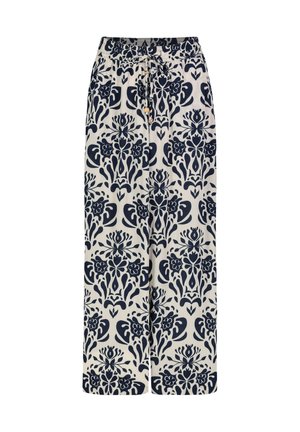 GEMUSTERTE MIT KORDELZUG UND WEITEM BEIN - Trousers - dunkelblau